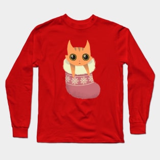 Kitty xmas stocking Long Sleeve T-Shirt